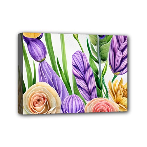 Classy Watercolor Flowers Mini Canvas 7  X 5  (stretched) by GardenOfOphir