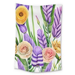 Classy Watercolor Flowers Large Tapestry by GardenOfOphir