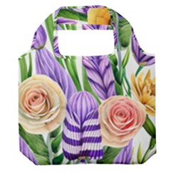 Classy Watercolor Flowers Premium Foldable Grocery Recycle Bag by GardenOfOphir