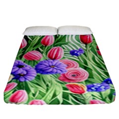 Exquisite Watercolor Flowers Fitted Sheet (king Size) by GardenOfOphir