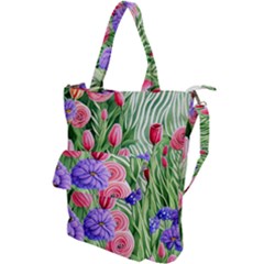 Exquisite Watercolor Flowers Shoulder Tote Bag by GardenOfOphir