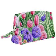 Exquisite Watercolor Flowers Wristlet Pouch Bag (large) by GardenOfOphir