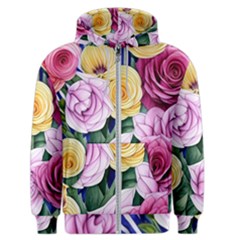 Cherished Watercolor Flowers Men s Zipper Hoodie by GardenOfOphir