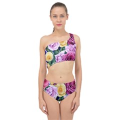 Cherished Watercolor Flowers Spliced Up Two Piece Swimsuit by GardenOfOphir