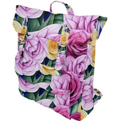 Cherished Watercolor Flowers Buckle Up Backpack by GardenOfOphir