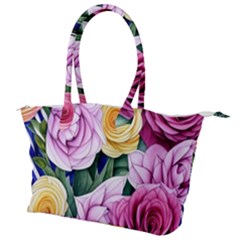 Cherished Watercolor Flowers Canvas Shoulder Bag by GardenOfOphir