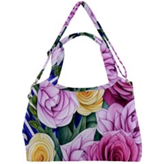 Cherished Watercolor Flowers Double Compartment Shoulder Bag by GardenOfOphir