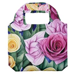 Cherished Watercolor Flowers Premium Foldable Grocery Recycle Bag by GardenOfOphir