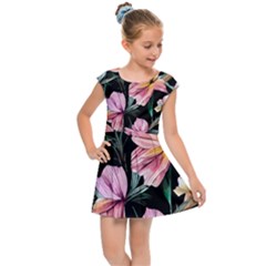 Charming Watercolor Flowers Kids  Cap Sleeve Dress by GardenOfOphir