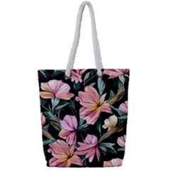 Charming Watercolor Flowers Full Print Rope Handle Tote (small) by GardenOfOphir