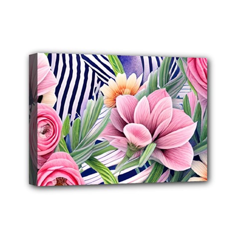 Luxurious Watercolor Flowers Mini Canvas 7  X 5  (stretched) by GardenOfOphir