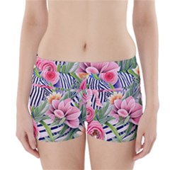 Luxurious Watercolor Flowers Boyleg Bikini Wrap Bottoms by GardenOfOphir