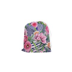 Luxurious Watercolor Flowers Drawstring Pouch (xs) by GardenOfOphir