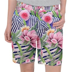 Luxurious Watercolor Flowers Pocket Shorts by GardenOfOphir
