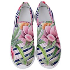 Luxurious Watercolor Flowers Men s Slip On Sneakers by GardenOfOphir