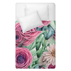 Majestic Watercolor Flowers Duvet Cover Double Side (single Size) by GardenOfOphir