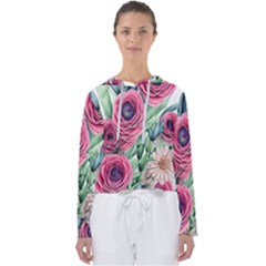 Majestic Watercolor Flowers Women s Slouchy Sweat by GardenOfOphir