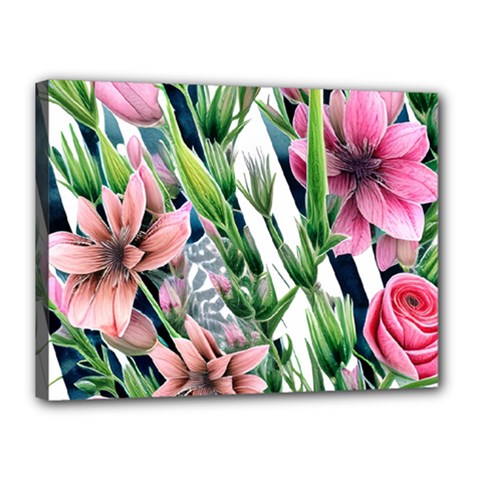 Sumptuous Watercolor Flowers Canvas 16  X 12  (stretched) by GardenOfOphir
