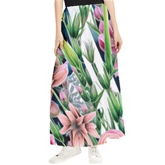 Sumptuous Watercolor Flowers Maxi Chiffon Skirt by GardenOfOphir