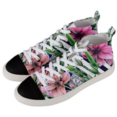 Sumptuous Watercolor Flowers Men s Mid-top Canvas Sneakers by GardenOfOphir