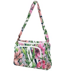 Sumptuous Watercolor Flowers Front Pocket Crossbody Bag by GardenOfOphir