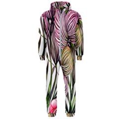 Charming And Cheerful Watercolor Flowers Hooded Jumpsuit (men) by GardenOfOphir