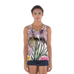 Charming And Cheerful Watercolor Flowers Sport Tank Top  by GardenOfOphir