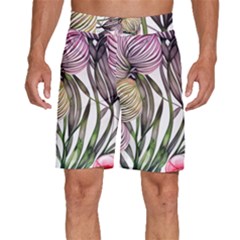 Charming And Cheerful Watercolor Flowers Men s Beach Shorts by GardenOfOphir