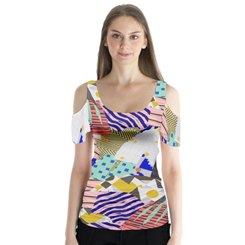 Digital Paper Scrapbooking Abstract Butterfly Sleeve Cutout Tee  by Ravend