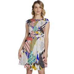 Digital Paper Scrapbooking Abstract Cap Sleeve High Waist Dress