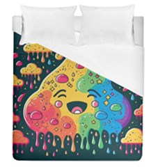 Rainbows Drip Dripping Paint Happy Duvet Cover (queen Size) by Ravend
