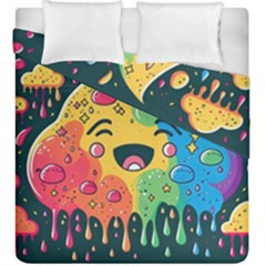 Rainbows Drip Dripping Paint Happy Duvet Cover Double Side (king Size) by Ravend