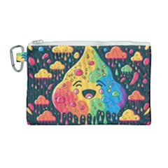 Rainbows Drip Dripping Paint Happy Canvas Cosmetic Bag (large) by Ravend