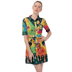 Rainbows Drip Dripping Paint Happy Belted Shirt Dress by Ravend