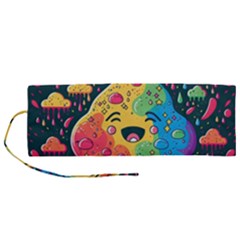 Rainbows Drip Dripping Paint Happy Roll Up Canvas Pencil Holder (m)