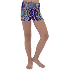 Kaleidoscope Geometric Circles Kids  Lightweight Velour Yoga Shorts