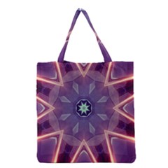 Abstract Glow Kaleidoscopic Light Grocery Tote Bag by Ravend