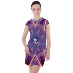 Abstract Glow Kaleidoscopic Light Drawstring Hooded Dress by Ravend