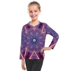 Abstract Glow Kaleidoscopic Light Kids  Long Mesh Tee