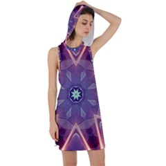 Abstract Glow Kaleidoscopic Light Racer Back Hoodie Dress