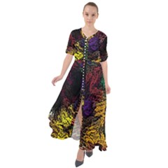 Abstract Painting Colorful Waist Tie Boho Maxi Dress