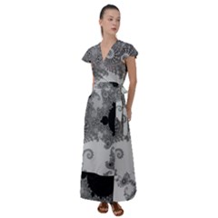 Apple Males Almond Bread Abstract Flutter Sleeve Maxi Dress