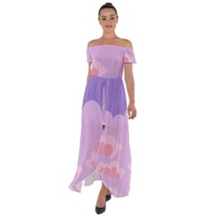 Sky Nature Sunset Clouds Space Fantasy Sunrise Off Shoulder Open Front Chiffon Dress