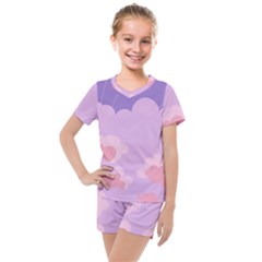 Sky Nature Sunset Clouds Space Fantasy Sunrise Kids  Mesh Tee And Shorts Set