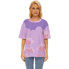 Sky Nature Sunset Clouds Space Fantasy Sunrise Oversized Basic Tee by Ravend