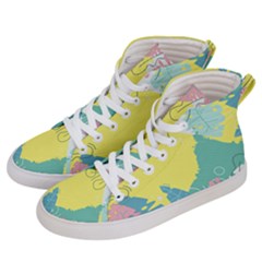 Plants Leaves Border Frame Wallpaper Background Women s Hi-top Skate Sneakers by Ravend