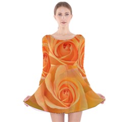 Flower Plant Rose Nature Garden Orange Macro Long Sleeve Velvet Skater Dress