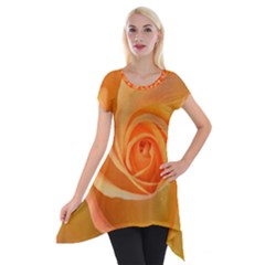 Flower Plant Rose Nature Garden Orange Macro Short Sleeve Side Drop Tunic