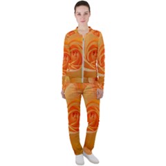 Flower Plant Rose Nature Garden Orange Macro Casual Jacket and Pants Set