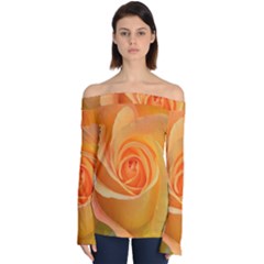 Flower Plant Rose Nature Garden Orange Macro Off Shoulder Long Sleeve Top